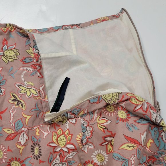 Boden Size 18 Long Peach Floral Lined Midi Skirt Side Zip A-Lone Cotton - Picture 8 of 8